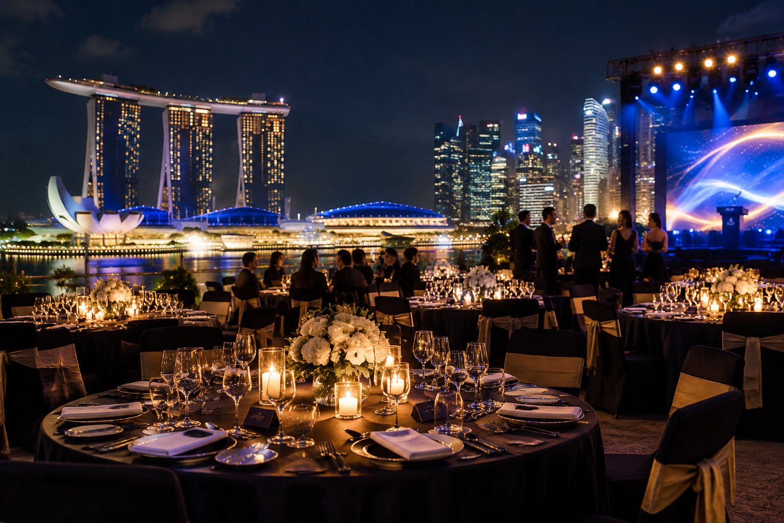 新加坡定制游-企业会奖晚宴滨海湾景观-Singapore Gala Dinner